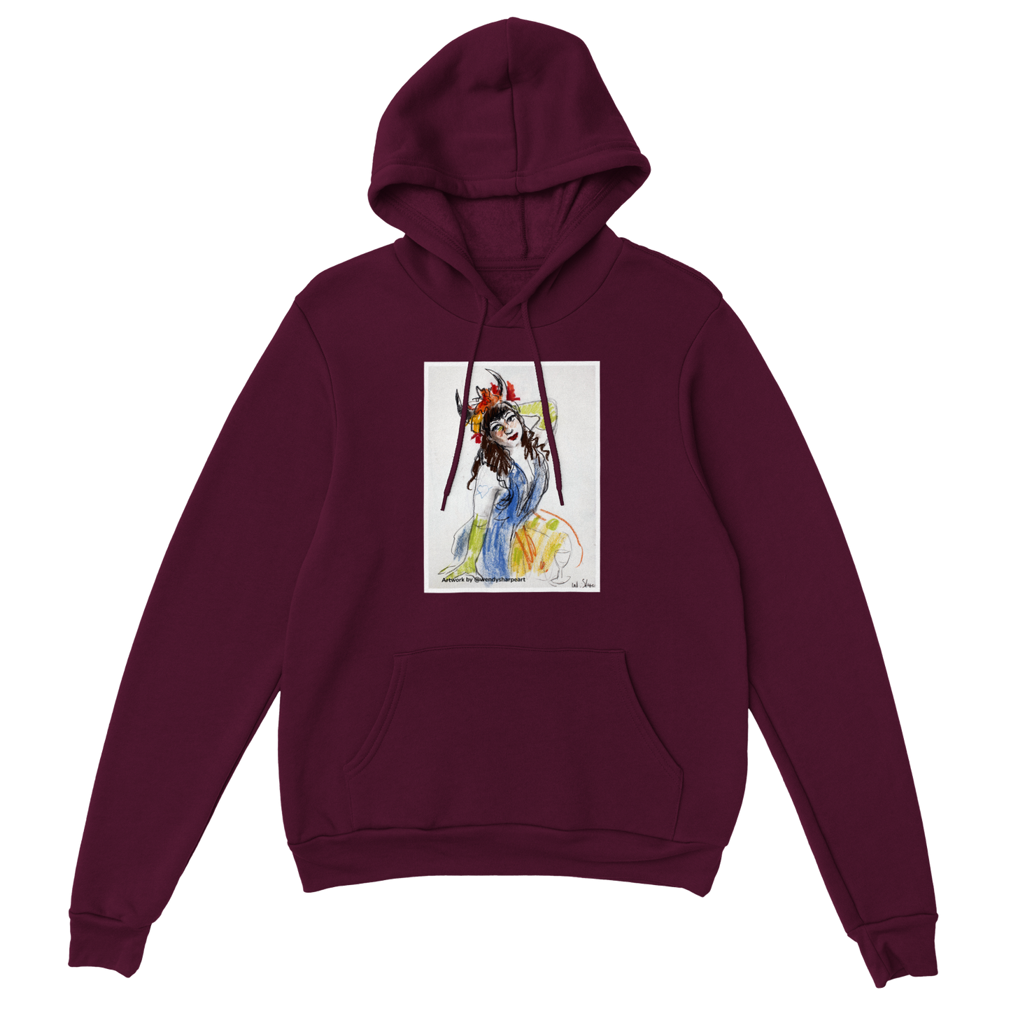 'Green Gloves and Red Wine' by Wendy Sharpe - Classic Unisex Pullover Hoodie (available in 8 colours)