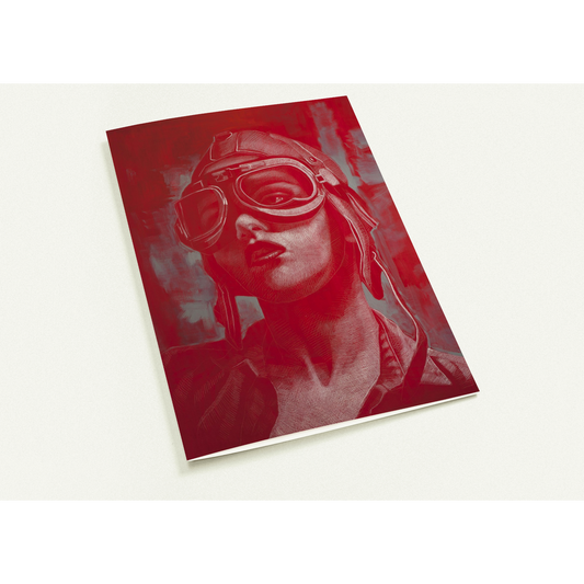 'Pilot Girl' by Kathrin Longhurst  - Pack of 10 Folded A5 Cards (premium envelopes)