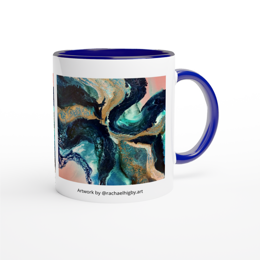 'Riptide' by Rachael Higby - 11oz Ceramic Mug with Colour Inside (choice of 6 colours)
