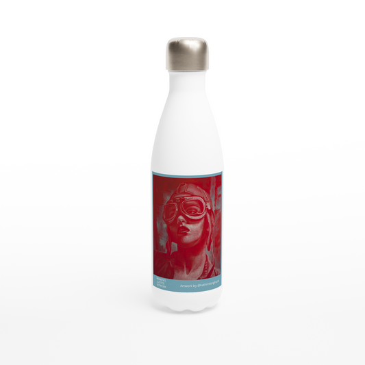 'Fighter' by Kathrin Longhurst - White 500ml (17oz) Stainless Steel Water Bottle