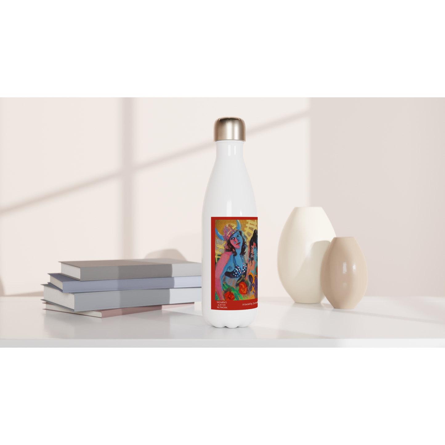 Untitled by Wendy Sharpe - White 500ml (17oz) Stainless Steel Water Bottle